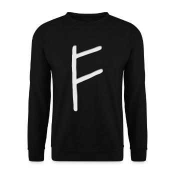 Futhark Alphabet runique Fehu - Sweat-shirt Unisexe - noir - Devant - Alina (178cm) & Michal (187cm)