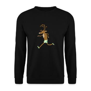 running reindeer - Unisex Sweatshirt - black - Front - Alina (178cm) & Michal (187cm)