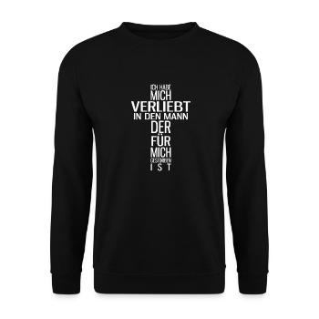 Jesus - verliebt - Unisex Pullover - Schwarz - Vorne - Alina (178cm) & Michal (187cm)