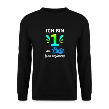 Ich bin 1 Jahr eins Kinder Geburtstag Party witzig - Unisex Pullover - Schwarz - Vorne - Alina (178cm) & Michal (187cm)