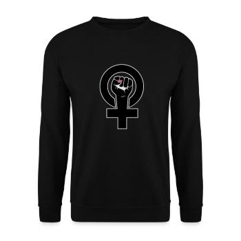 feministin - Unisex Pullover - Schwarz - Vorne - Alina (178cm) & Michal (187cm)