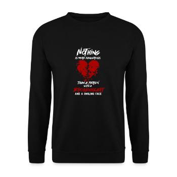 Broken Heart Love Dangerous Smile Face - Unisex Sweatshirt - black - Front - Alina (178cm) & Michal (187cm)