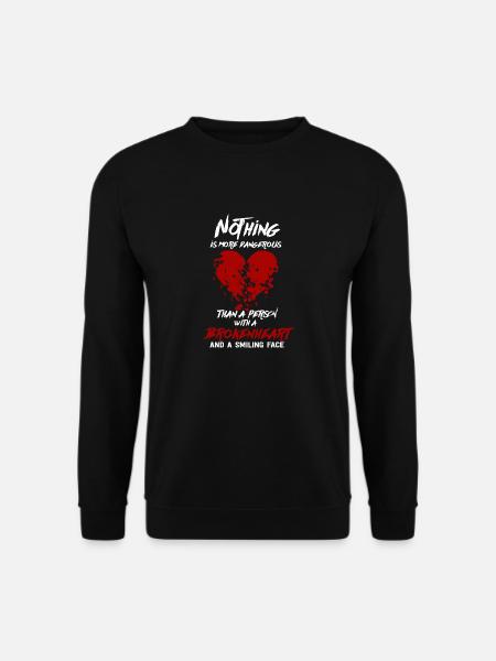 Broken Heart Love Dangerous Smile Face - Unisex Sweatshirt - black