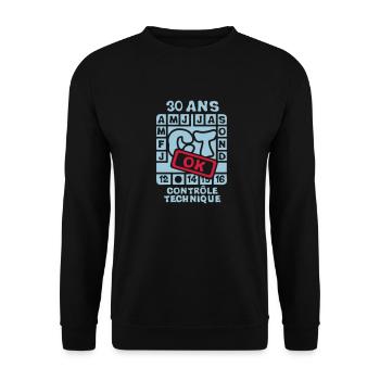 30 ans controle technique anniversaire - Sweat-shirt Unisexe - noir - Devant - Alina (178cm) & Michal (187cm)