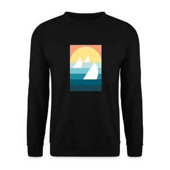 Voiliers, devant, coucher soleil, port, propriétaire bateau - Sweat-shirt Unisexe - noir - Devant - Alina (178cm) & Michal (187cm)
