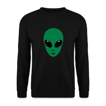 Alien Kopf Face Grün Geschenk marsmännchen space - Unisex Pullover - Schwarz - Vorne - Alina (178cm) & Michal (187cm)