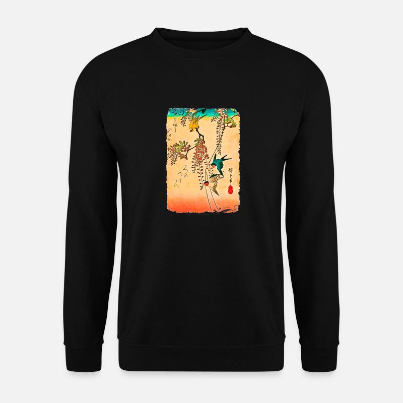 Utagawa Hiroshige schluckt auf Glyzinien - Unisex Pullover - Schwarz