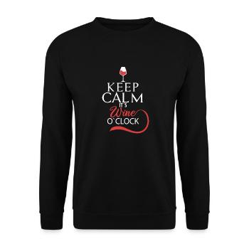 Keep calm its wine o clock wine time gift - Unisex Sweatshirt - black - Front - Alina (178cm) & Michal (187cm)