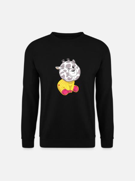 flauschiges Kuscheltier Giraffe mit Herz Punkti - Unisex Pullover - Schwarz