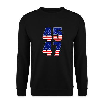 45 47 American Politics USA - Unisex Sweatshirt - black - Front - Alina (178cm) & Michal (187cm)