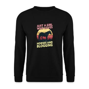 Juste une fille qui aime les chevaux et les blogs - Sweat-shirt Unisexe - noir - Devant - Alina (178cm) & Michal (187cm)