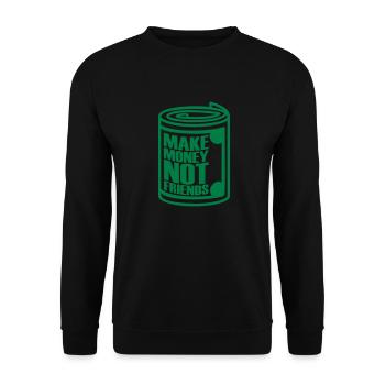 Money Dollar Spruch - Unisex Pullover - Schwarz - Vorne - Alina (178cm) & Michal (187cm)