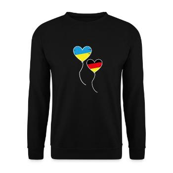 Ballon Herz Deutschland Ukraine Frieden Peace - Unisex Pullover - Schwarz - Vorne - Alina (178cm) & Michal (187cm)