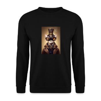 Cat Steampunk Engineer Glasses - Unisex Sweatshirt - black - Front - Alina (178cm) & Michal (187cm)
