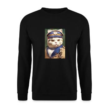 Cat Shorthair British Sail Uniform Navy - Unisex Sweatshirt - black - Front - Alina (178cm) & Michal (187cm)