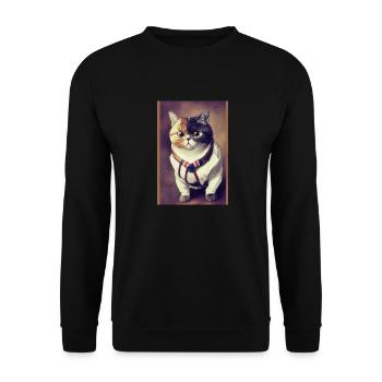 Cat Shorthair British Retro - Sweat-shirt Unisexe - noir - Devant - Alina (178cm) & Michal (187cm)