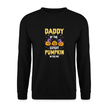 DADDY Of The Cutest Pumpkin In The Pat T-Shirt - Unisex Pullover - Schwarz - Vorne - Alina (178cm) & Michal (187cm)