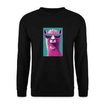 Lama Pink Glasses - Unisex Sweatshirt - black - Front - Alina (178cm) & Michal (187cm)