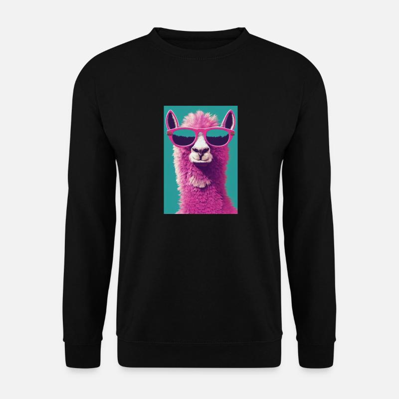 Lama Pink Brille - Unisex Pullover - Schwarz