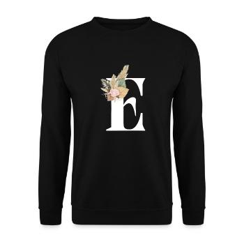blumiger Buchstabe E - Unisex Pullover - Schwarz - Vorne - Alina (178cm) & Michal (187cm)