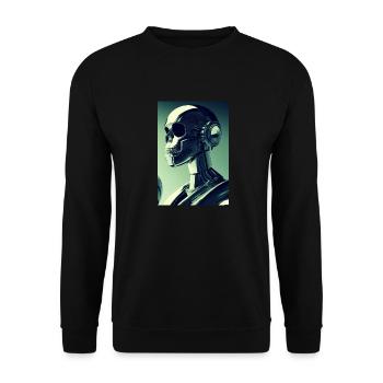 Robot Skull Punk - Unisex Sweatshirt - black - Front - Alina (178cm) & Michal (187cm)
