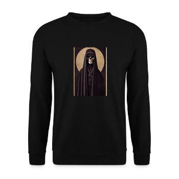 Crâne de faucheuse d’Halloween - Sweat-shirt Unisexe - noir - Devant - Alina (178cm) & Michal (187cm)