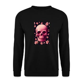 Pink Skull Flowers - Unisex Sweatshirt - black - Front - Alina (178cm) & Michal (187cm)