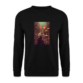 Rabbit Forest Wonderland Mushrooms Hiking - Unisex Sweatshirt - black - Front - Alina (178cm) & Michal (187cm)