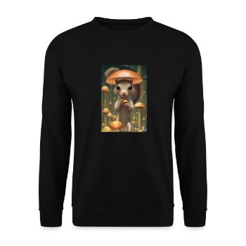 Squirrels Hiking Mushroom Forest - Unisex Sweatshirt - black - Front - Alina (178cm) & Michal (187cm)