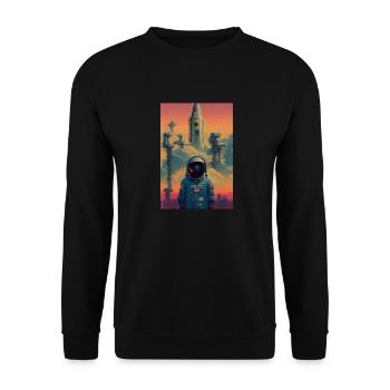 Astronaut Space Future Rocket - Unisex Sweatshirt - black - Front - Alina (178cm) & Michal (187cm)