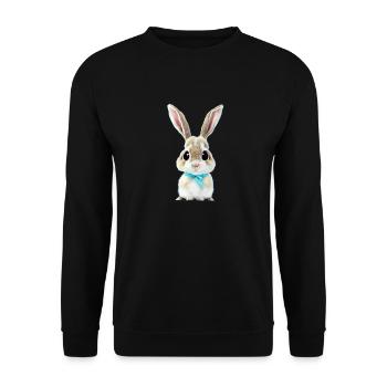 Lapin avec boucle - Sweat-shirt Unisexe - noir - Devant - Alina (178cm) & Michal (187cm)