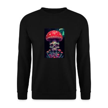 psychedelic skull skull fungus lsd Colorful - Unisex Sweatshirt - black - Front - Alina (178cm) & Michal (187cm)