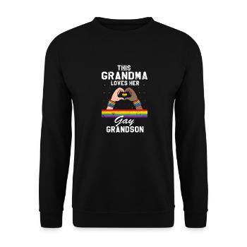 This GRANDMA Loves Her Gay Son Retro Vintage Pride - Unisex Sweatshirt - black - Front - Alina (178cm) & Michal (187cm)