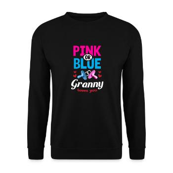 Pink or Blue Granny Loves You Gender Reveal Party - Unisex Pullover - Schwarz - Vorne - Alina (178cm) & Michal (187cm)