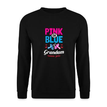 Pink or Blue Grandam Loves You Gender Reveal Party - Unisex Sweatshirt - black - Front - Alina (178cm) & Michal (187cm)