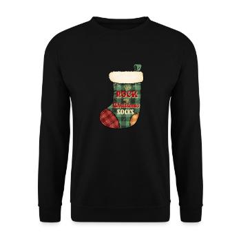 Merry Christmas, Christmas, Ugly Sweater, socks - Unisex Sweatshirt - black - Front - Alina (178cm) & Michal (187cm)