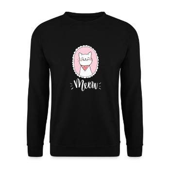 Mignon Kawaii drôle de chat disant miaulement - Sweat-shirt Unisexe - noir - Devant - Alina (178cm) & Michal (187cm)