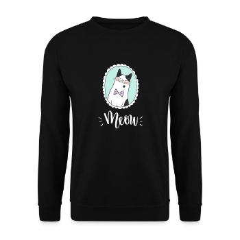 Mignon Kawaii drôle de chat disant miaulement - Sweat-shirt Unisexe - noir - Devant - Alina (178cm) & Michal (187cm)