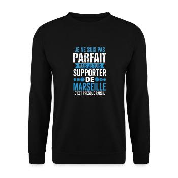 Cadeau Supporter Marseille Foot Marseillais Humour - Sweat-shirt Unisexe - noir - Devant - Alina (178cm) & Michal (187cm)