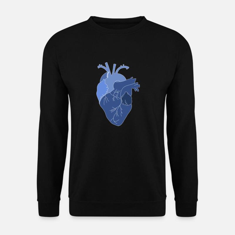 anatomisches Herz, Outline weiß - Unisex Pullover - Schwarz