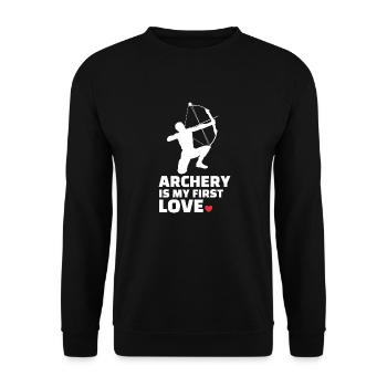 I love archery stylish archery - Unisex Sweatshirt - black - Front - Alina (178cm) & Michal (187cm)