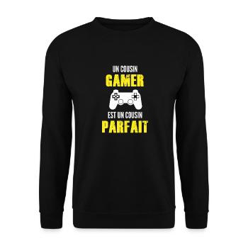 un cousin gamer est un cousin parfait - Sweat-shirt Unisexe - noir - Devant - Alina (178cm) & Michal (187cm)