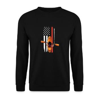 Kajak USA Flagge Kayaking Paddeln Kanu Wassersport - Unisex Pullover - Schwarz - Vorne - Alina (178cm) & Michal (187cm)