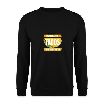 Je me demande si les tacos pensent à moi aussi. Taco amusant - Sweat-shirt Unisexe - noir - Devant - Alina (178cm) & Michal (187cm)