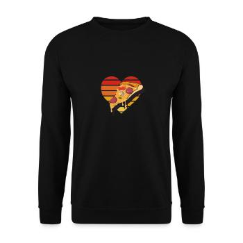 Ich liebe Pizza Retro Herz Vintage Design - Unisex Pullover - Schwarz - Vorne - Alina (178cm) & Michal (187cm)