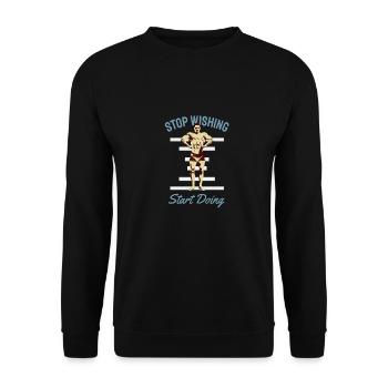 Stop wishing - start doing - Unisex Pullover - Schwarz - Vorne - Alina (178cm) & Michal (187cm)