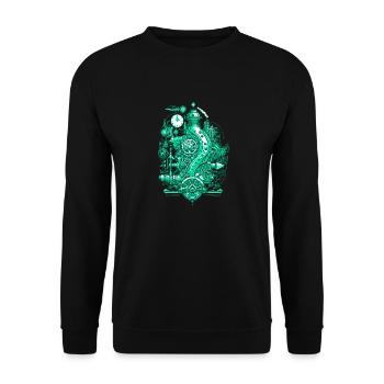 Steampunk steam engine with clockwork and technology - Unisex Sweatshirt - black - Front - Alina (178cm) & Michal (187cm)