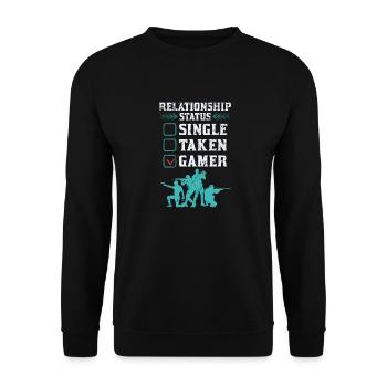 Relationship Status Gamer Design - Unisex Pullover - Schwarz - Vorne - Alina (178cm) & Michal (187cm)