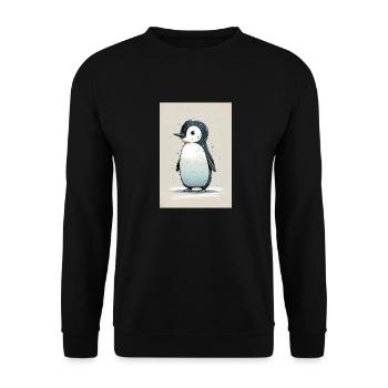 Pinguin Pinguine Tier Cute - Unisex Pullover - Schwarz - Vorne - Alina (178cm) & Michal (187cm)