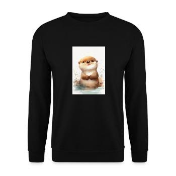 Otter Sea Otter Cute Watercolor - Unisex Sweatshirt - black - Front - Alina (178cm) & Michal (187cm)